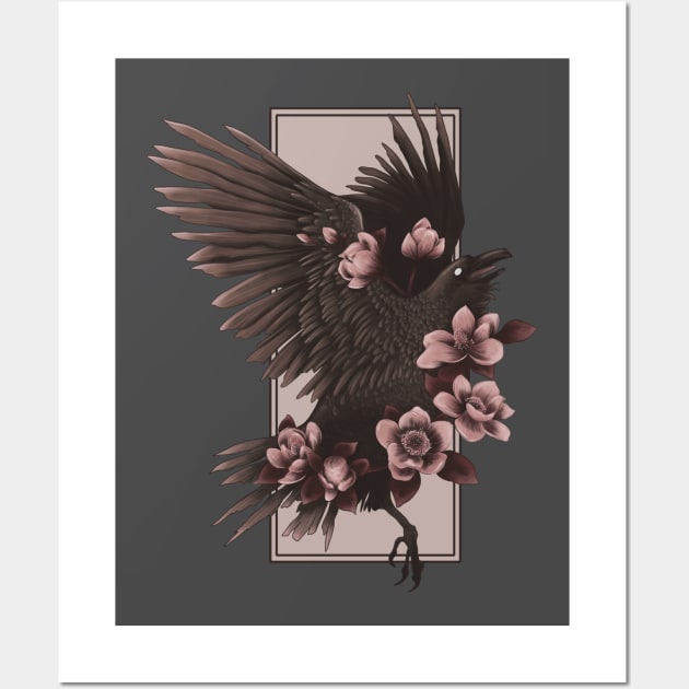 Crow and Flowers Wall Art by Jess Adams